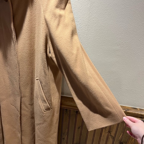 Marvin Richards Vintage Lambswool Camel Coat Fur Trim Sz 16 - Picture 3 of 14